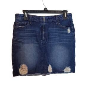 EUC! Black Daisy Boutique Brand Junior Distressed Blue Jean Skirt Size 5/27